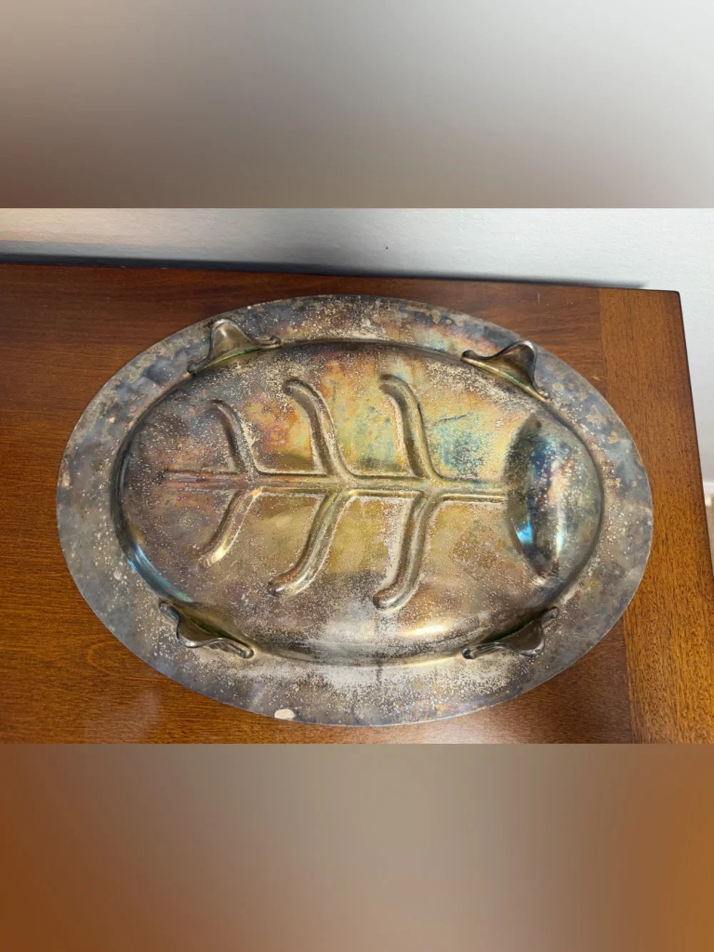 Vintage Silverplate Leaf Serving Tray Platter Mid Century Modern Decorative Dish